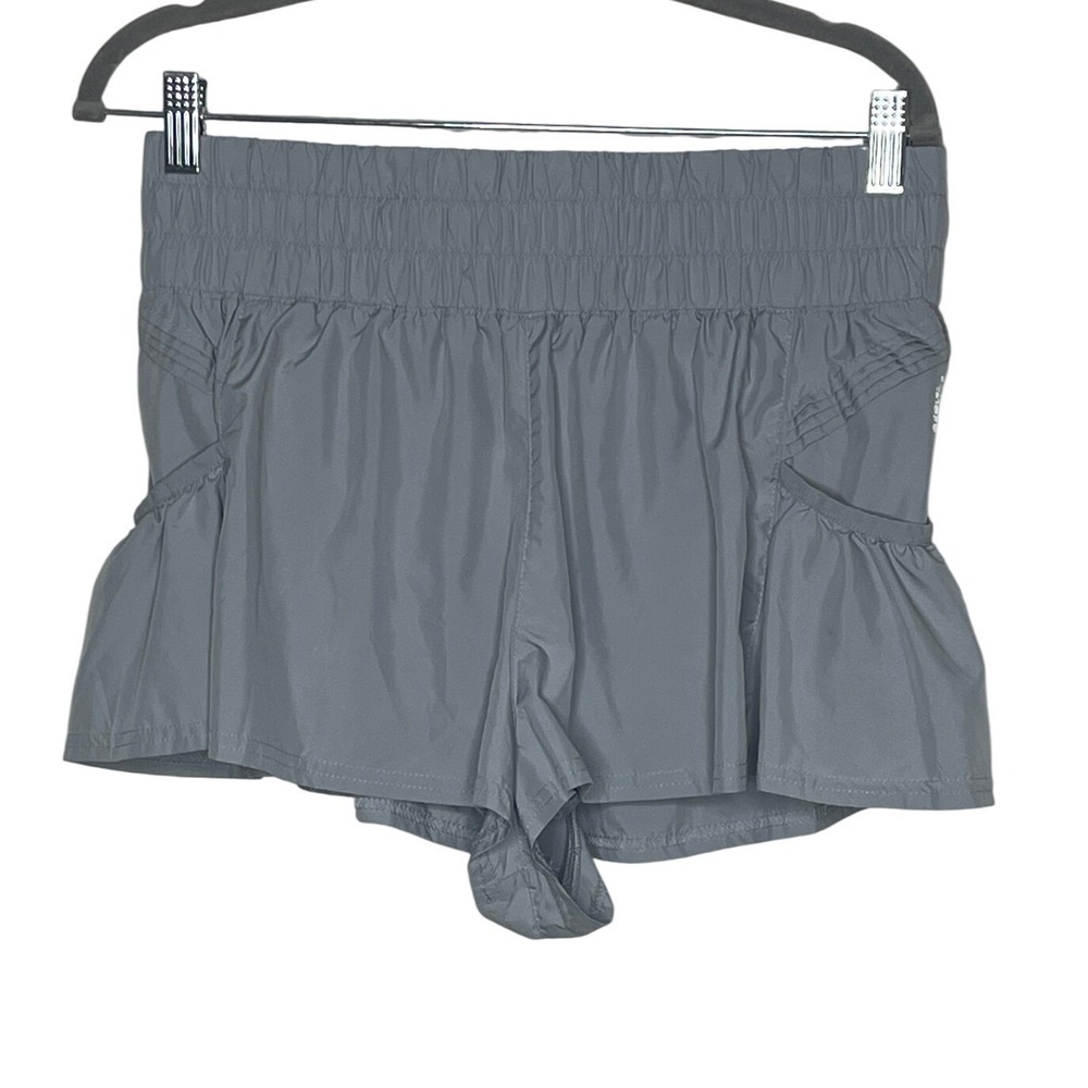 FP Movement The Way Home Shorts Grey Smocked High Rise Athletic Women Size M